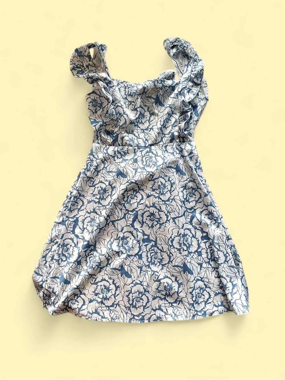 Blue and White Floral Backless Dress Size Medium